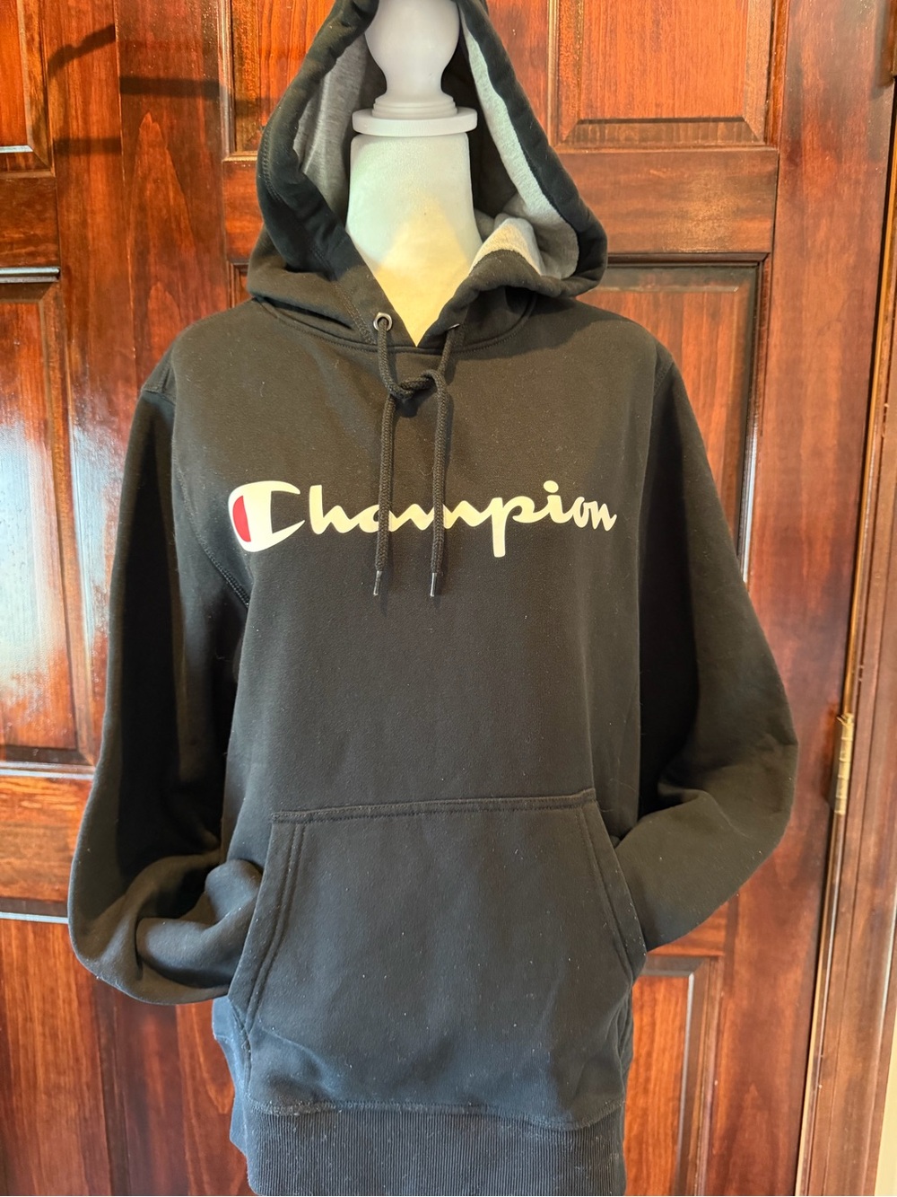 Champion Black Crewneck Logo Hoodie - Men's Pullover